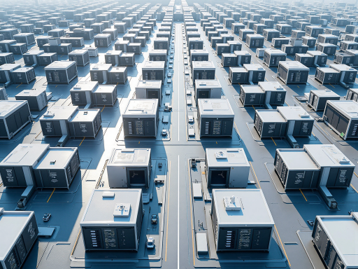 未来城市概念图，建筑物表面覆盖光伏板，蓝天白云下城市充满科技感，体现清洁能源的美好前景